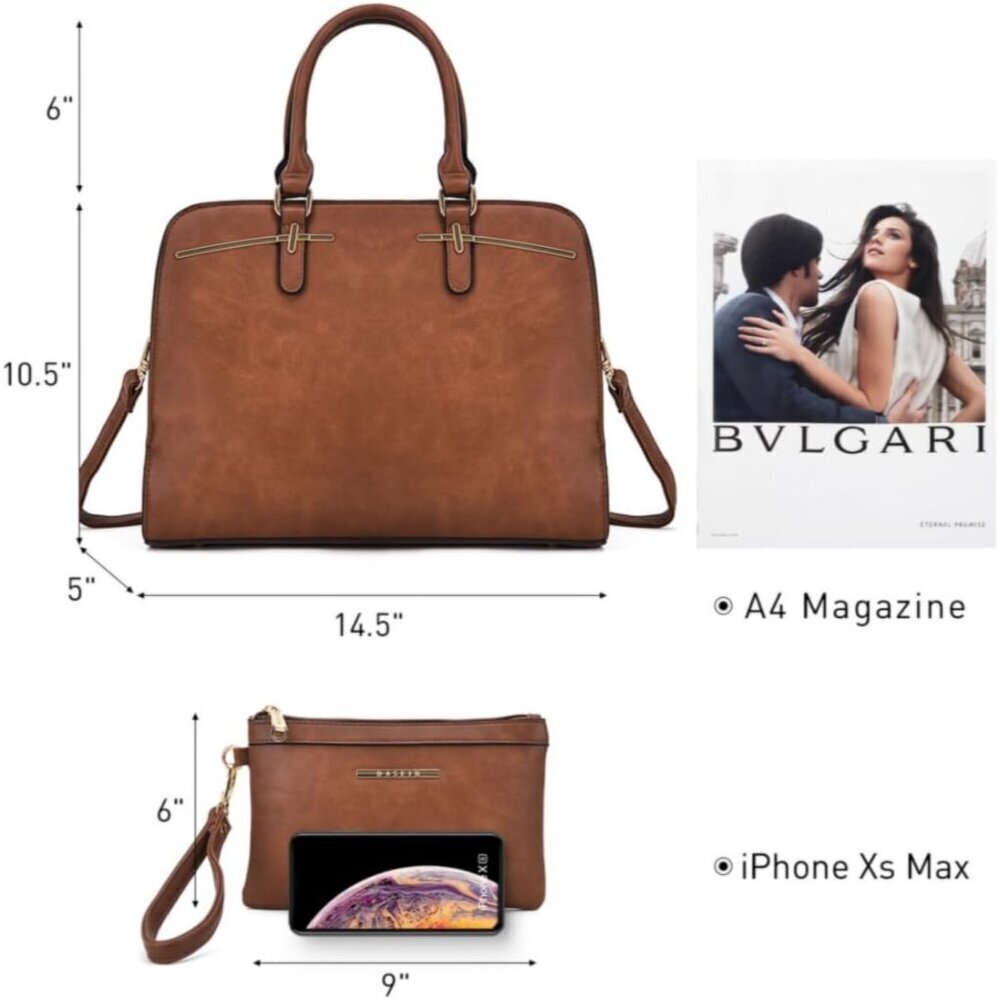 Women Handbag Wallet Tote Shoulder Hobo Bag Top Handle Satchel Purse Set 2pcs wi - Picture 3 of 5